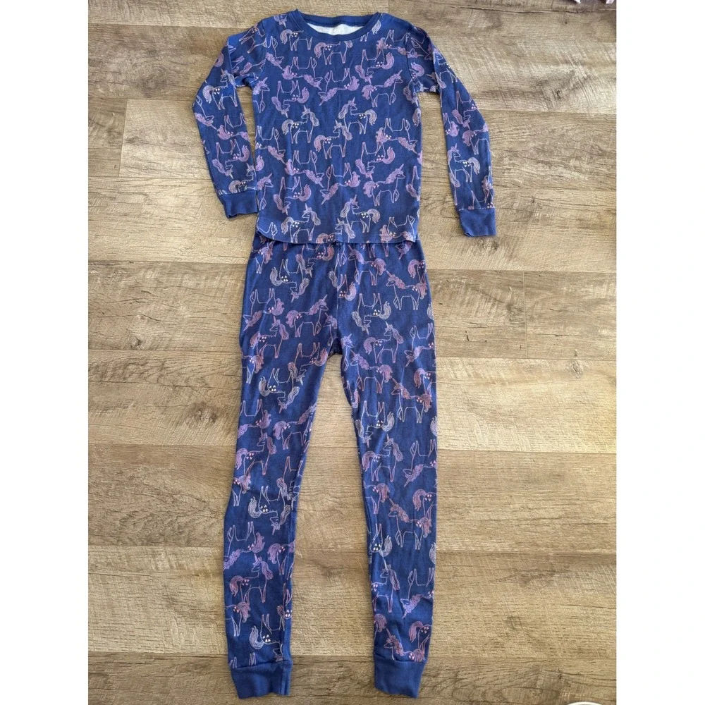 Carter's Kids Blue Pink Unicorn Cotton 2 Piece Pajama Set Size 10